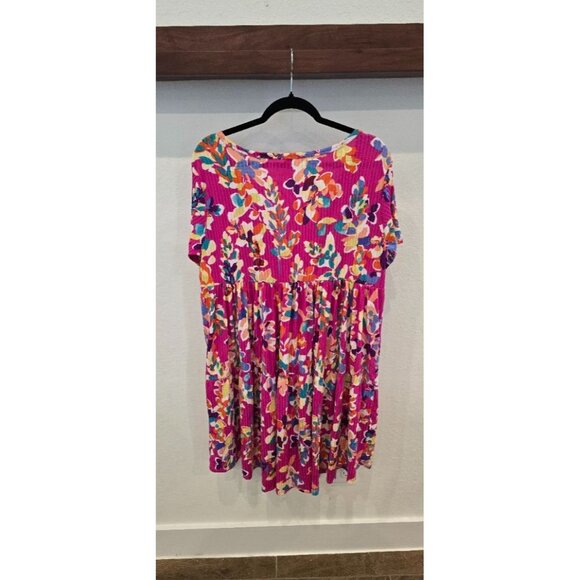 Blakeley Womens Floral Pleated Short-Sleeve Tunic Top 1X Vibrant Multicolor - Picture 3 of 3
